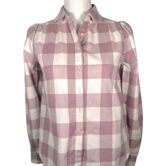 NWT The Loft Mauve Checkered Long Sleeve Button Up Flannel Shirt - Picture 3 of 12
